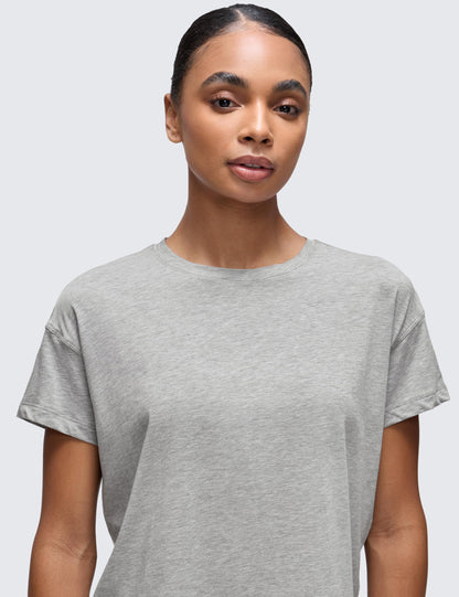 CRZ YOGA relaxed pima cotton shirt for women in casual short sleeve style