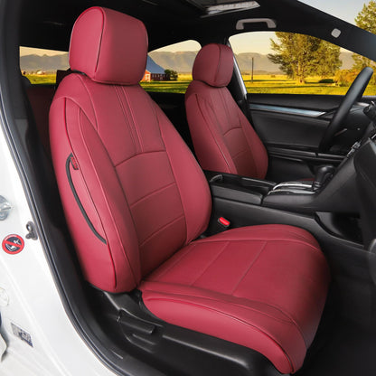 HKZ vehicle seat covers — custom fit wine red leather for Honda Civic Sedan 2016-2021 LX