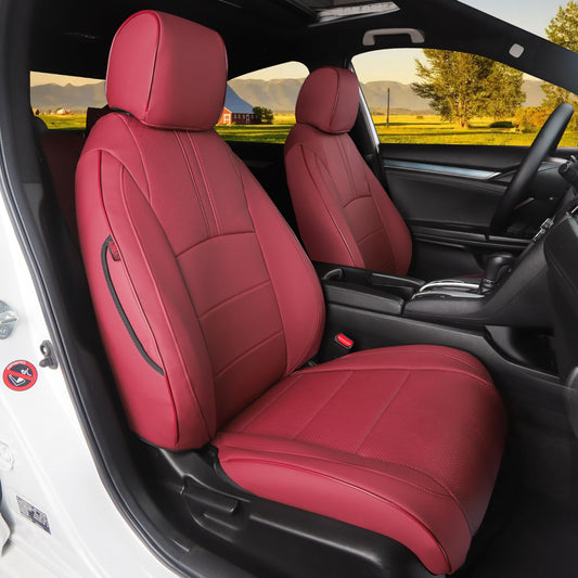 HKZ vehicle seat covers — custom fit wine red leather for Honda Civic Sedan 2016-2021 LX