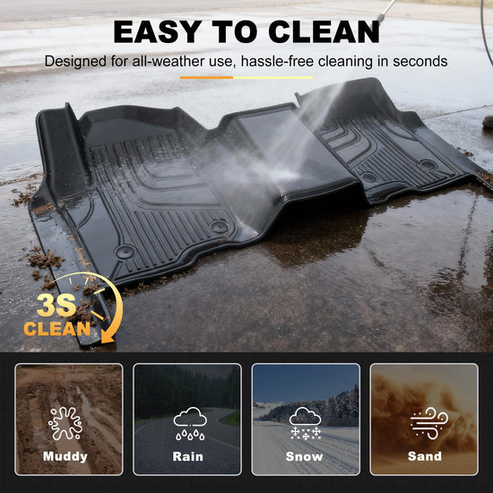 AOMSAZTO floor mats for Chevy Silverado and GMC Sierra with under-seat storage and bench seat