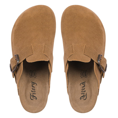 FITORY womens clogs — leather mules with cork footbed size 6-11