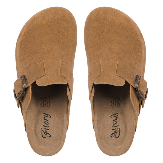 FITORY womens clogs — leather mules with cork footbed size 6-11