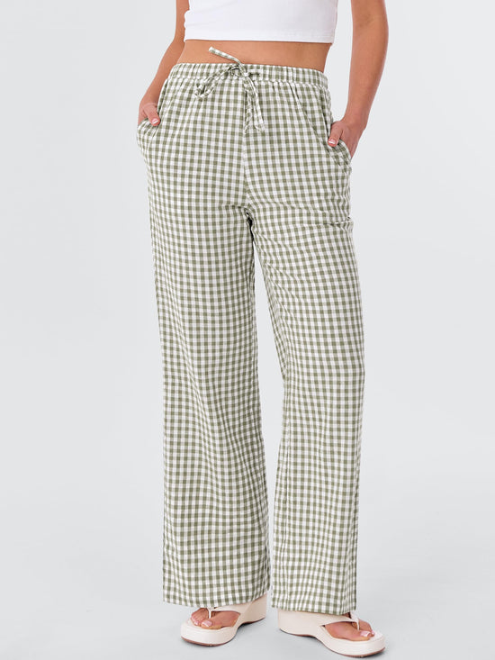 ANRABESS women's striped gingham lounge pants — casual wide leg design