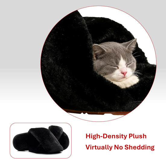 Crazy Lady fuzzy memory foam slippers with cross band design