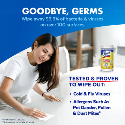 Lysol surface cleaning wipes — disinfecting bundle