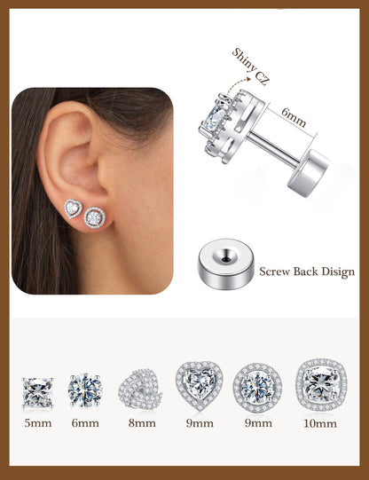 M MOOHAM hypoallergenic flat back stud earrings set for women and men - 14k gold/silver plated