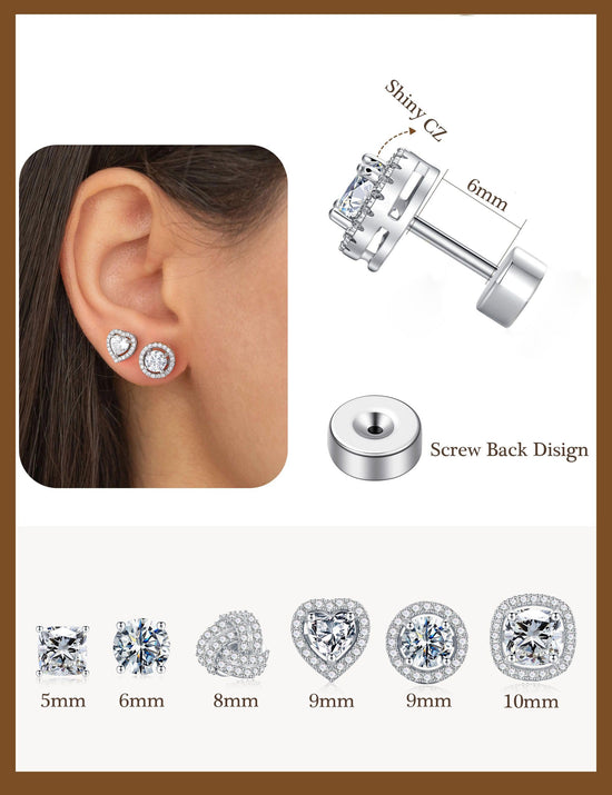 M MOOHAM hypoallergenic flat back stud earrings set for women and men - 14k gold/silver plated