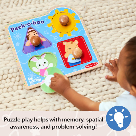 Melissa & Doug® Ms. Rachel™ wooden peek-a-boo jumbo peg puzzle with mirror