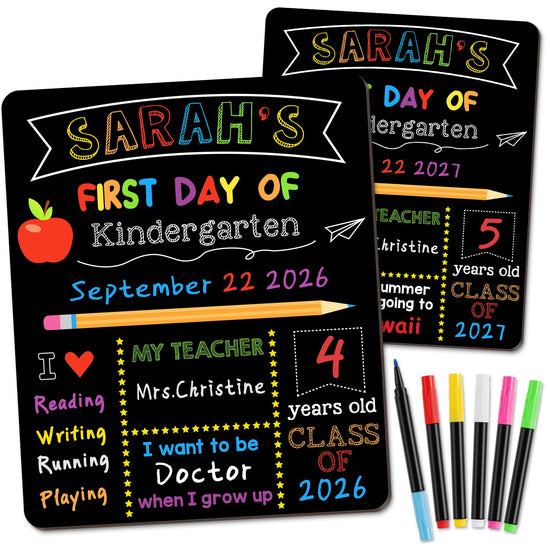 Writing board — Double sided back to school board with 6 pens for kids