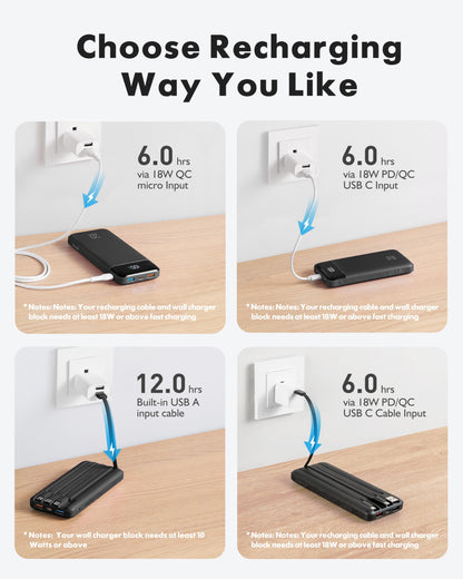 Charmast power bank — 20000mAh with built-in cables and fast charging