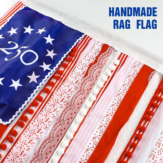 4th of July Decorations 4 x 2.3 Ft Rag American Flag Banner Memorial Day Patriotic Decor Fourth of July Independence Day Supplies 250th Anniversary Accessories for Indoor Outdoor Yard