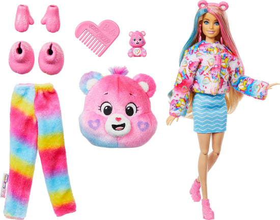 Barbie toy figure — Cutie reveal care bears doll with 10 surprises and mini bear