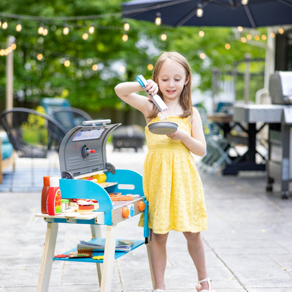 Melissa & Doug pretend play toy — deluxe wooden barbecue grill and pizza oven