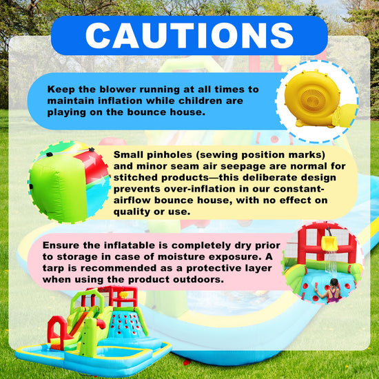 WELLFUNTIME inflatable bouncer — water slide park with deep pool and air blower