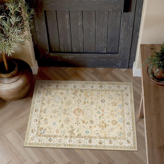 HUGEAR rug — washable vintage distressed design for living spaces and playrooms
