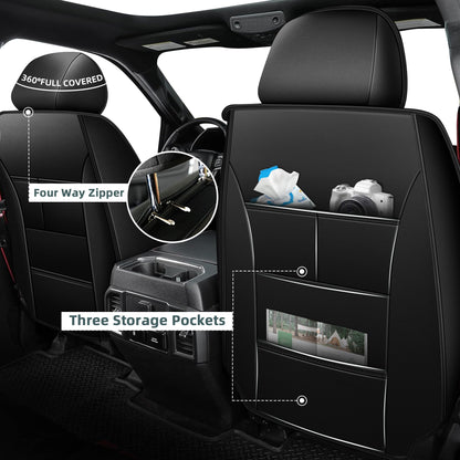 Vehicle seat covers - AOMSAZTO black and grey set for Chevy Silverado and GMC Sierra 1500 2500HD 3500HD 2019-2024 Crew Cab