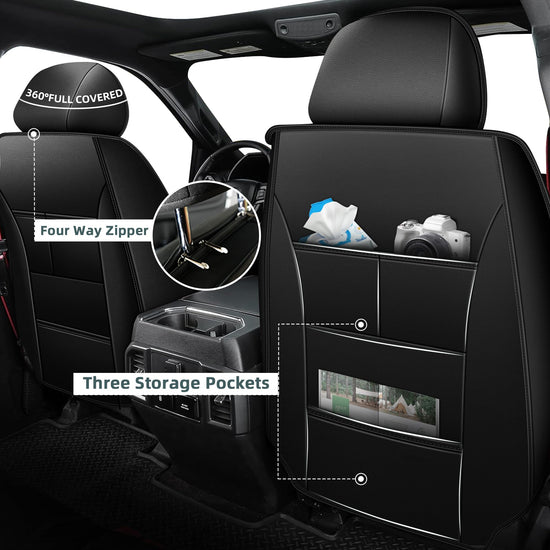 Vehicle seat covers - AOMSAZTO black and grey set for Chevy Silverado and GMC Sierra 1500 2500HD 3500HD 2019-2024 Crew Cab