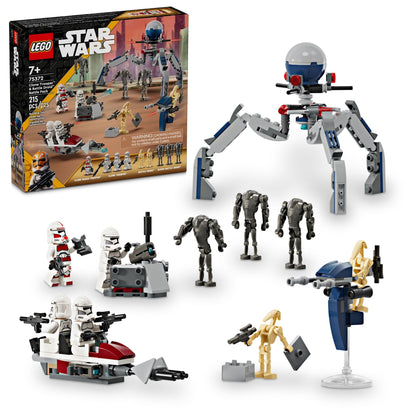 LEGO Star Wars Clone Trooper battle pack set – buildable speeder bike vehicle and tri-droid 75372