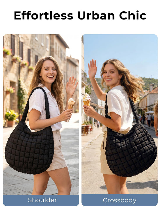 ASWACA puffer handbag — quilted nylon crossbody design with large capacity