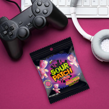 SOUR PATCH KIDS — Glow ups strawberry-watermelon gummy candy in bulk bags 12-3.08 oz bags.