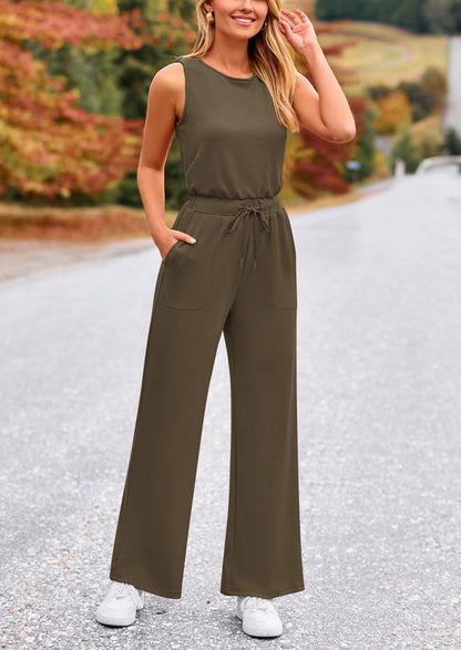 PRETTYGARDEN one piece outfit — summer sleeveless wide leg romper for beach vacation