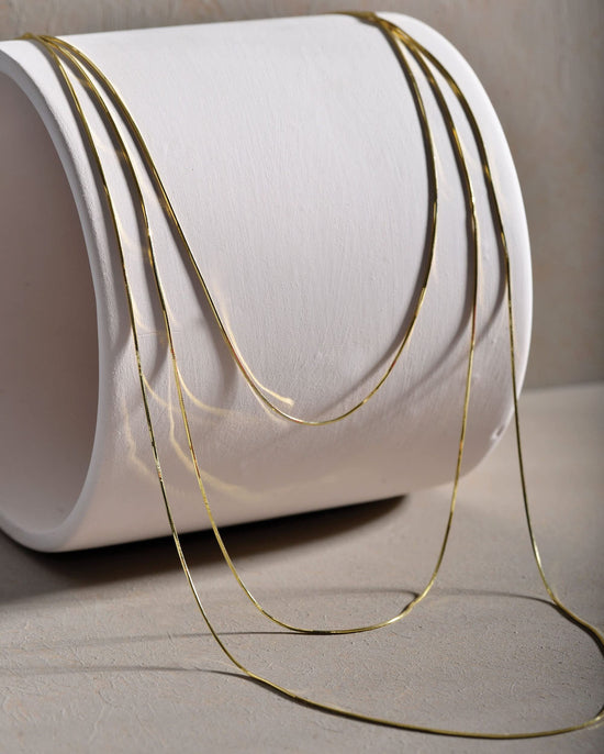 DEARMAY herringbone necklace - 14K gold plated with various chain options