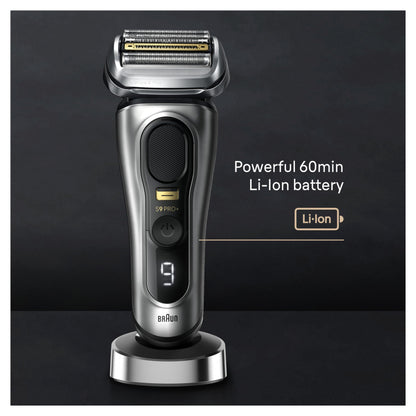 Braun Series 9 Pro+ electric shaver - stainless steel, rechargeable battery powered