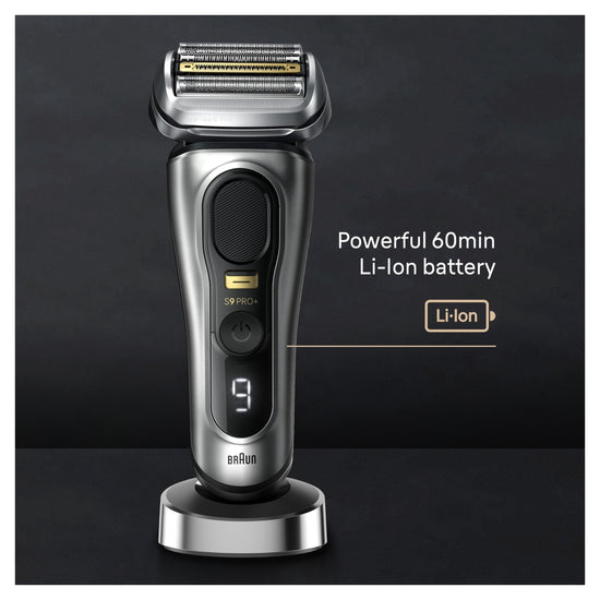 Braun Series 9 Pro+ electric shaver - stainless steel, rechargeable battery powered