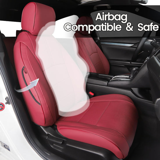 HKZ vehicle seat covers — custom fit wine red leather for Honda Civic Sedan 2016-2021 LX