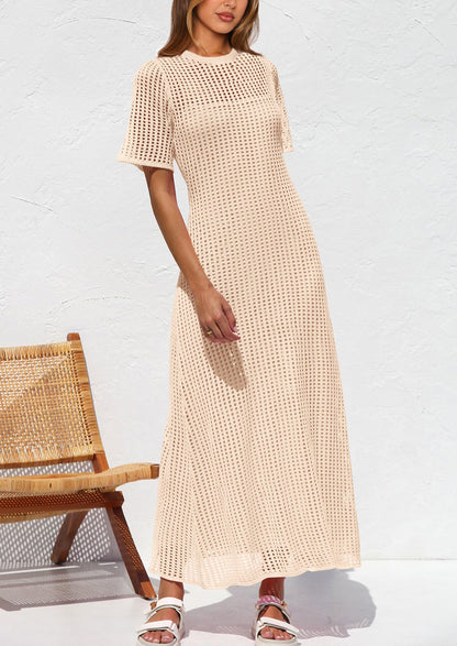 PRETTYGARDEN dress — Eyelet cover up with hollow out design for summer