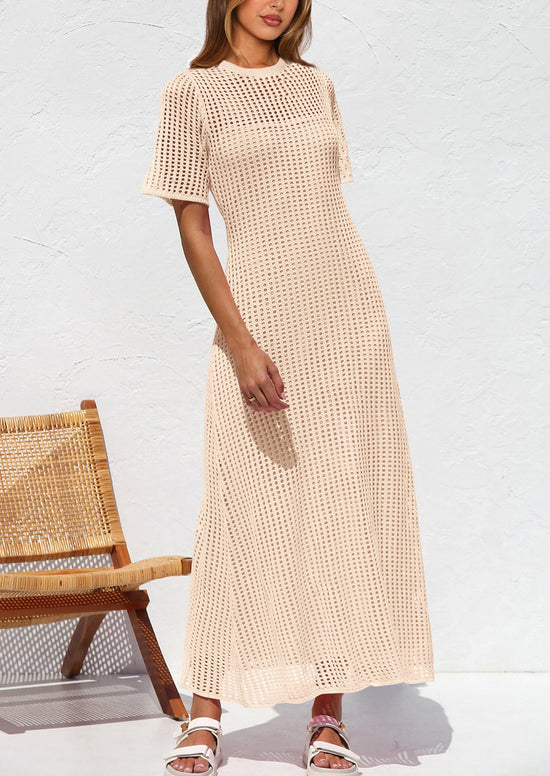 PRETTYGARDEN dress — Eyelet cover up with hollow out design for summer