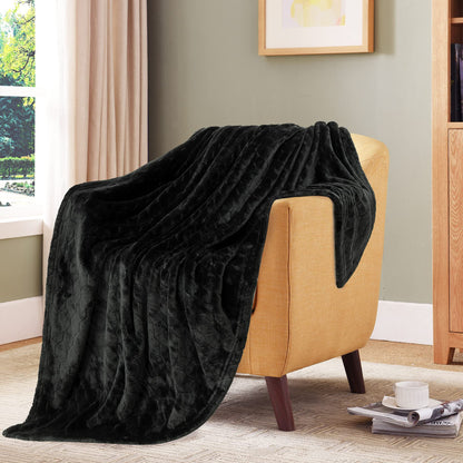 TOONOW fleece blanket — super soft fuzzy throw with geometric pattern
