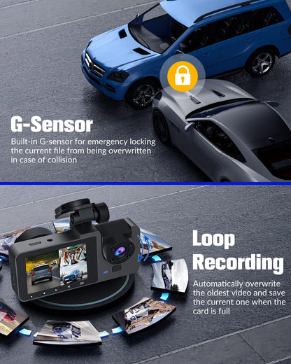 Dash camera - 4K UHD with night vision and 170° wide angle.