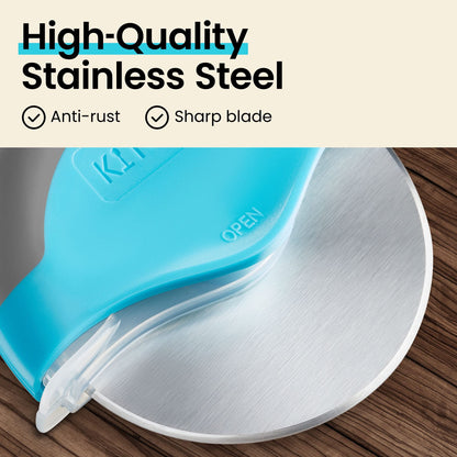 Kitchy pizza cutter wheel — Ergonomic design with protective blade cover.