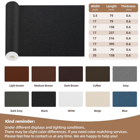 Shagoom Leather Repair Patch, 17X79 Inch Repair Patch Self Adhesive Waterproof, DIY Large Vinyl Patches for Couches, Furniture, Kitchen Cabinets, Wall （Black, 17X79 Inch）