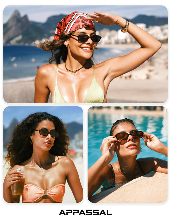 Appassal rectangular sunglasses - vintage 90s square style for women AP3698