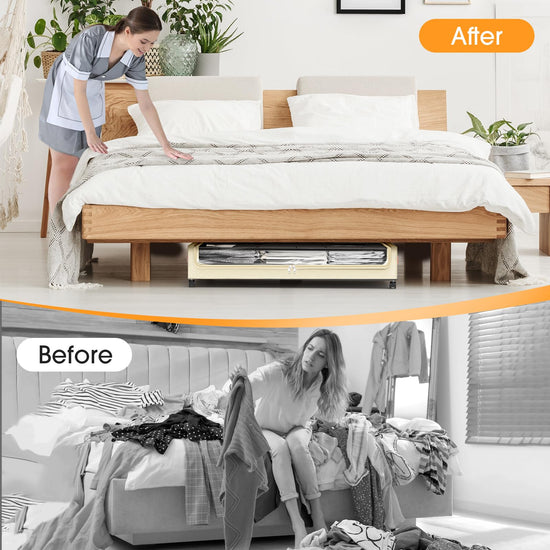 Storage box — Under bed drawers with wheels and clear window