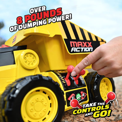Maxx Action motorized dig rig – excavator and dump truck toy with joystick control for toddlers