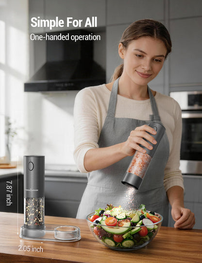 Seasoning mill — Rechargeable electric grinder with adjustable coarseness and LED