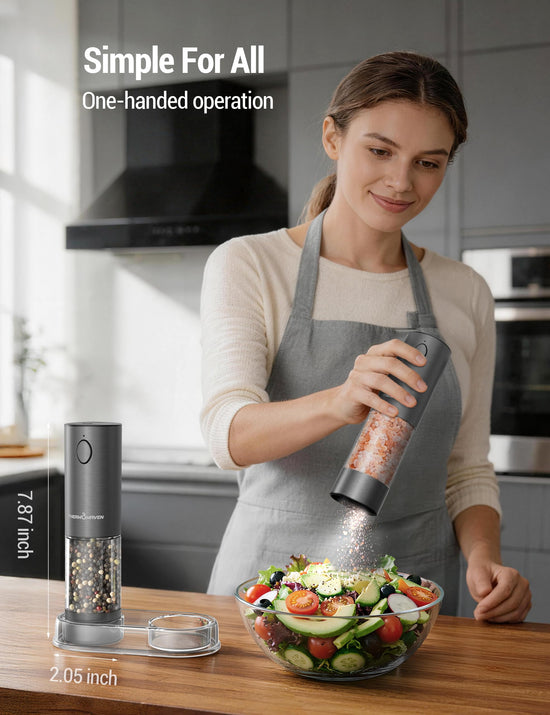 Seasoning mill — Rechargeable electric grinder with adjustable coarseness and LED
