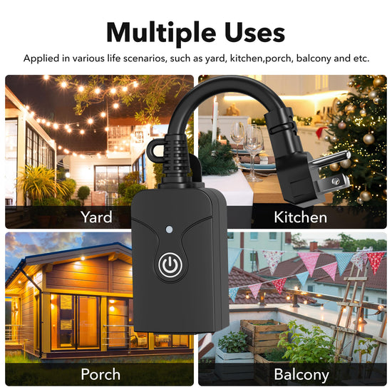 Electronic switch — HBN heavy duty outdoor smart WiFi plug with app control and voice assistant compatibility