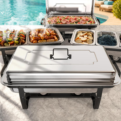 Sifer 9Qt Chafing Dishes for Buffet, Multi-Size Pans 4 Pack, Black