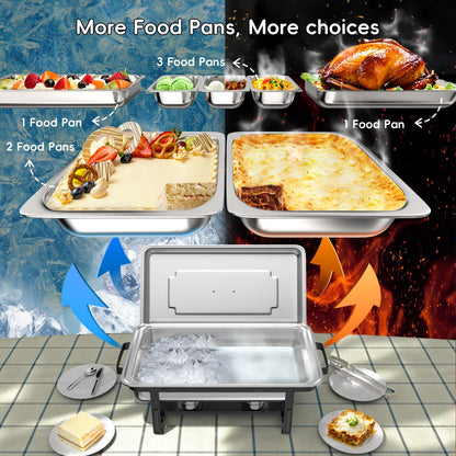 Sifer 9Qt Chafing Dishes for Buffet, Multi-Size Pans 4 Pack, Black