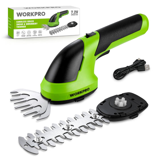 WORKPRO reciprocating hedge trimmer — Cordless design with rechargeable battery included