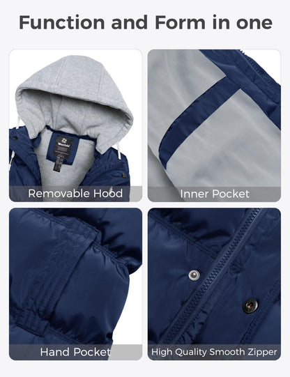 Wantdo women's puffer vest with removable hood and thicken warmth for winter coat