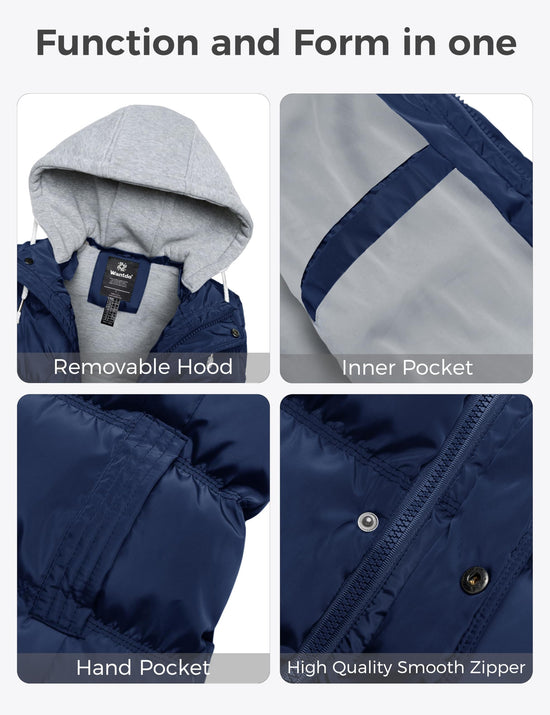 Wantdo women's puffer vest with removable hood and thicken warmth for winter coat