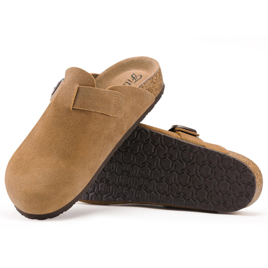 FITORY womens clogs — leather mules with cork footbed size 6-11