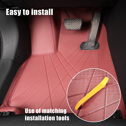EKR vehicle mat — Custom leather seat cover in burgundy for RAV4 2019-2024