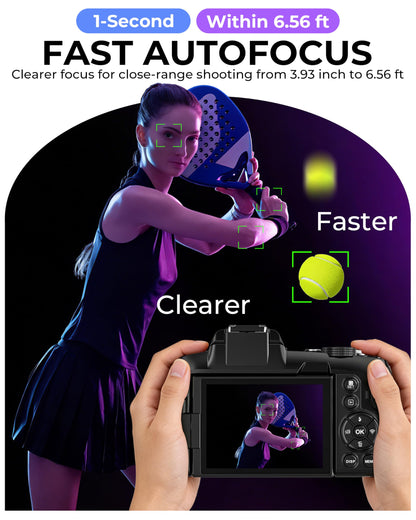 Camera digital — 80MP WiFi vlogging camera with flip screen and 18X zoom