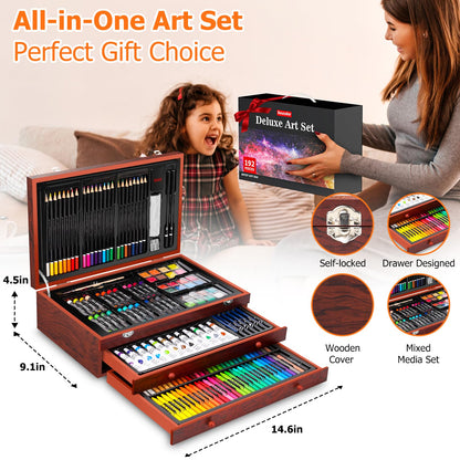 Soucolor art supplies deluxe art kit with acrylic and watercolor pads and canvases